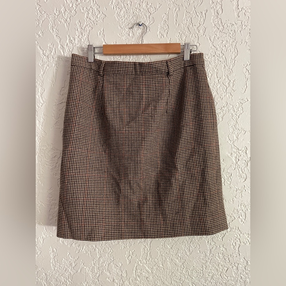 RALPH LAUREN® RARE Vintage 80s Houndstooth Tweed Skirt - 12